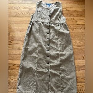 [12]VTG Karen Scott Corduroy Taupe Button-Down Sleeveless Shift Dress